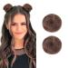 2PCS Mini Claw Fake Buns Straight Hair Bun Extensions Hair Donut Chignon Clip in Hair Scrunchies Straight Hair 2pcs Light Brown