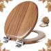 Round Toilet Seat Molded Wood Toilet Seat with Quietly Close and Quick Release Hinges, Easy to Install also Easy to Clean by Angol Shiold (Round, Natural) Soft Close Natural