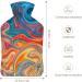 Color Marble Hot Water Bottle with Plush Cover | Hand Warmer for Adults & Children | 26.5x15.3cm | International Shipping Available - Buy Online on GoSupps.com