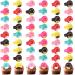 Shappy 48 Pcs Donut Cupcake Rings Donut Cupcake Toppers Multicolored Donut Party Favors Donut Party Supplies Cupcake Party Decoration for Women Wedding Birthday Shower Sweet Dessert Cake Gift 6 Style