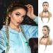 Xiweiya art hair wig blonde with brown braided braids network on the front with baby hair heat-resistant fiber in the middle part 56 cm (22 inches)