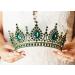 SweetV Baroque Crystal Queen Crown - Wedding Tiara for Bride, Prom, Halloween, Birthday Party - Green - Buy Online on GoSupps.com