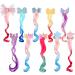 10 Pieces Colored Curly Hair Extensions with Bow Clips 12.6 Inch Braided Curly Wig Hair Unicorn Bow Hair Clip for Girls Kid Toddler Women Princess Dress up Accessories (Vivid Style)
