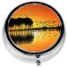 Lake Guitar Reflection Round Pill Box | 3 Compartment Mini Travel Organizer | Portable Decorative Pill Case for Vitamins & Medicine - Buy Online on GoSupps.com