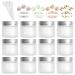 12 Pack 60ml 2 oz Matte Clear Glass Jars with Silver Lids & Inner Liners,Round Containers Travel Jars for Cosmetics, Eye Shadow, Makeup and Face cream Lotion.