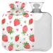 NAANLE hot water bottle with cover strawberry watercolor transparent hot water bottle hot water bottle for relief for back pain handfoot warmers neck-hot and cold therapy 1 l 1l