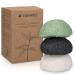 Navaris Konjac Sponges - Set of 3 - Facial & Body Konjac Sponge Puffs - Exfoliating & Cleansing Sponges for Bath & Shower - Green  Black  White 3x Green / Black / White