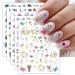 JMEOWIO 9 Sheets Flower Butterfly Nail Art Stickers Decals Self-Adhesive Spring Summer Floral Nail Supplies Nail Art Design Decoration Accessories