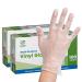 200 Pack Clear Powder Free Vinyl Disposable Plastic Gloves Medium - Clear