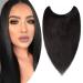 22" One Piece Wire in Human Hair Extensions #1B Natural Black (75g)