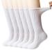 +MD 6 Pairs Non-Binding Men's Cushioned Moisture Wicking Bamboo Diabetic Crew Dress Socks 13-15 3Black/3White