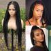 KRALER 36 Full Lace Braided Wigs for Black Women Knotless Box Braid Wig Lace Front Wigs Square Based Pre Plucked with Baby Hair 36 Inch Natural Black