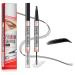 2 in 1 Waterproof 3D Eyebrow Pencil with Eyebrow Gel Micro Eyebrow Pencil with 4 Fork Tip Applicator Dual-Ended Eye Brow Pencils for Women Creates Natural Looking Brows (2 Black) Black 2
