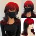 Baruisi Black Red Wigs for Women Shoulder Length Layered Shaggy Wig with Bangs Synthetic Halloween Cosplay Wig Black&red