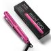 Terviiix Mini Flat Iron Adjustable Temperature Travel-Size Mini Hair Straightener Small Flat Irons for Short Hair/Curls Bangs Ceramic Portable Tiny Hair Curler Dual Voltage Auto-Off Pink 1/2'' Hot Pink