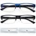 2 Pack Reading Glasses Blue Light Blocking for Men Women - Semi Rimless Computer Eyeglasses for Men Women Spring Hinge Readers Glasses 2.75 Blue/Black 2.75 x