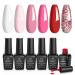 Beetles Gel Nail Polish Set -6 Colors Pink Rose Red Spring Summer Nail Gel Kit Fall in Love Collection Glitter Pink Valentine's day Nails Gifts for Women Girlfriend Soak Off LED Nail Lamp Manicure Kit