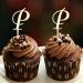 Monogram Letter P Cupcake Toppers Initial Single Letter Name For Wedding Anniversary Cake Decorations Romantic Wreath Floral Personalized 26Letters Birthday Gifts 6PCS Style-13