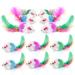 Molain 12 Pieces Cat Mice Toys Furry Cat Toy Interactive Toys Cat Mouse Animals Toys for Indoor Cats and Kittens