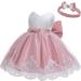 Baby Girls Lace Christening Dress with Bowknot and Flower Detail | LZH Baptism Tutu Gown 0-24 Months | 0-3 Months - Bean Powder - Buy Online on GoSupps.com