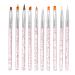 Entweg 10pcs/set Nail Art Brush Painting Drawing Pen Flat Line UV Gel Acrylic Crystal Tips Design Manicure Tools