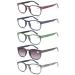4 Pack Reading Glasses Fashion Wood-Look Spring Hinges Stylish Readers Men Women 5 Mix Pack 1.75 x