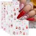 JMEOWIO 10 Sheets Christmas Pink Nail Art Stickers Decals Self-Adhesive Snowflake Winter Holiday Cute Santa Elk Snowman Nail Supplies Nail Art Design Decoration Accessories