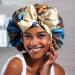WEIPAO Silk Satin Bonnet - Reversible Leaf Print Brown+Champagne | Large Silk Hair Wrap for Curly Hair | Sleep Cap for Healthy Sleeping Habits - Buy Online on GoSupps.com