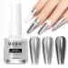 Mizhse silver metal powder liquid nail chrome glitter powder nail mirror powder mirror powder nail polish glitter powder chrome pigments for nails 10ml 004-silver