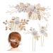 HAPINARY 1 Set Comb Set Bride Headdress U Shaped Hair Pins Rhinestone Hair Pins Hair Comb Clip Wedding Hair Comb Flower Hair Side Combs Bridal Hair Side Comb Handmade Hairpin White Alloy