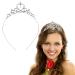 Silver Princess Crown Crystal Sash Tiara Headband for Women & Girls - Wedding & Birthday Hair Accessory - Buy Online on GoSupps.com
