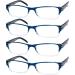Eyekepper 4-pack Women and Men Rectangular Reading Glasses with Spring Hinges in Blue +2.00 Blue 2.0 Diopters