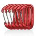 6 pieces of carabiner hooks climbing heavy load aluminum carabin hooks large 12kn (1200kg) aluminum carabiner keychain for hammocks camping backpack trips red