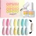 OPUIU Pink White Green Glitter Gel Nail Polish Set 10 Bottles, 8 colors Gel polish Set Plus Base Coat and Glitter Top Coat, UV LED Soak Off Gel Nail, Salon Quality Diy at Home CT02