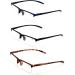 V.W.E. Extended Temple Reading Glasses - 3 Pairs Half Rim Rectangular Readers (Blue/Black/Tortoise) - 2.75 Magnification - International Shipping Available - Buy Online on GoSupps.com