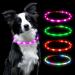 Auauy LED light neck band dog usb charging in length adjustable pet safety silicone collar cutable waterproof luminous band for dogs and cats 4 mode (pink)