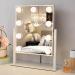 Hompoem Vanity Mirror with Lights 9 Led Bulbs Hollywood Vanity Mirror with Lights Touch Control Design 3 Colors Dimable Detachable 10x Magnification Mirror Lighted Vanity Mirror(White) 9 White