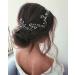 Wedity Bride Wedding Rhinestone Hair Vine Headband Silver Bridal Leaf Hair Piece Party Hair Accessories for Women and Girls