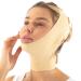 Post Surgery Neck and Chin Compression Garment Wrap Bandage Face Slimmer Jowl Tightening Neck Coverage Chin Lifting Strap (Beige M)