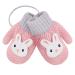 Girls Boys Cute Fox Knitting Short Full Finger Gloves Toddler Kids Winter Thermal Plush Lining Cycling Camping Gloves Mitten for 1-3 Yrs Pink/3d Rabbit