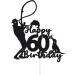 Fishing 60th Birthday Cake Topper for Man Fisherman Theme Party Decoration Funny 60 Year Fabulous Happy Birthday Party Handmade - Black Glitter - Buy Online on GoSupps.com