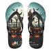 Mnsruu Halloween pumpkin bat tree castle flip flops flip sandals home slippers hotel spa bedroom travel xl for men women