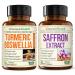 Boswellia Turmeric Curcumin Supplement + Pure Saffron Supplements for Women & Men Bundle Supports Joint Health Mood & Calm Eye Health with Ginger Root Organic Turmeric Powder Saffron Extract