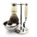 Edwin Jagger S81M587BAMZ Imitation Ivory & Nickel Classic Shaving Set with Pure Badger Shaving Brush Mach 3 Razor and Shaving Bowl for Shaving Cream or Soap for Men