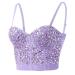 Glitzer Top Women Party - Carrier Top Mountains Crop Tops Sexy Tank Tops Sparkle TankPops Agricultural tops with carrier Trendy Vest Carnival Camisole Vest Streetwear Cropped Top Lila XL
