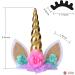 Coonoe Unicorn Cake Topper with Handmade Eyelashes and Reusable Gold Horn - Ideal for Birthday Parties, Baby Showers, and Weddings - Buy Online on GoSupps.com