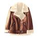 Hanxiulin plush jacket oversize warm lined fleecemantel fleece jacket women windproof coat thick warm bomber jacket lined hooded tops women brown xl