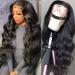 K KF BEAUTY U Body wave Lace Front Wigs Human Hair for Black Women 13x4 HD Transparent Glueless Human Hair Wigs for Black Women Pre Plucked with Baby Hair 150 Denisity Natural Black 26inch 26 Inch