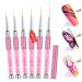 Saviland 6pcs Nail Art Liner Brushes Set - Nail Brush Gel Polish Painting Nail Design Brush Pen Set with Crushed Diamond Rhinestone Handle for Pulling Lines, Nail Art Design, Sizes 7/9/11/13/17/23 mm A1-6 Pieces Pink Nail Art Liner Brushes
