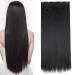 S-noilite Fashion 26 Inches (66cm) Half Full Head One Piece 5clips Clip in Hair Extensions Long Straight Extension(Dark Black) Dark Black 26 Inch
